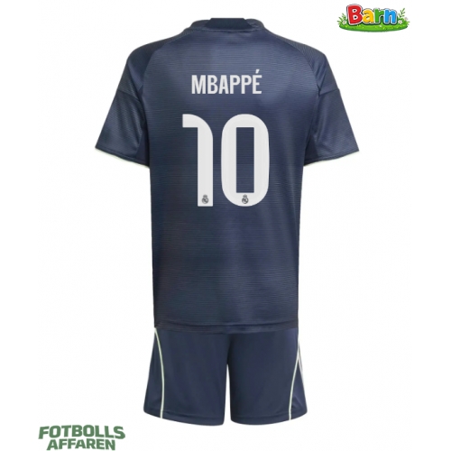 Real Madrid Kylian Mbappe #10 Bortaställ Barn 2025-26 Kortärmad (+ Korta byxor)